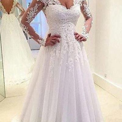 Charming long Sleeve Wedding Dress,Lace Wedding Dress ,Wedding Dress for Bride ,Bridal Dress,Bridal Gown,Wedding Dress Plus Size ,Wedding Dress Costume 
