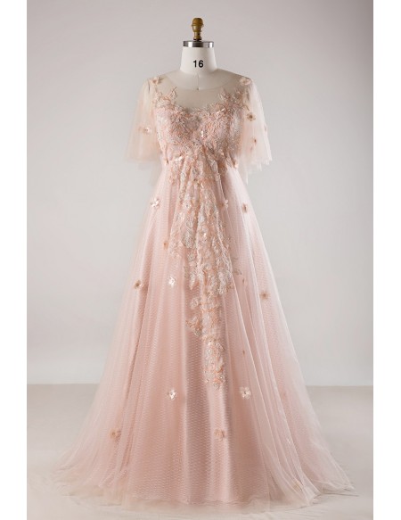 Blush Pink Flowing Long Tulle Flowers 
