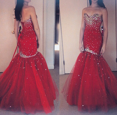 red sparkly homecoming dress