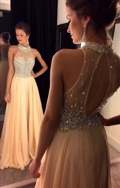 Long a Line Halter Prom Dresses