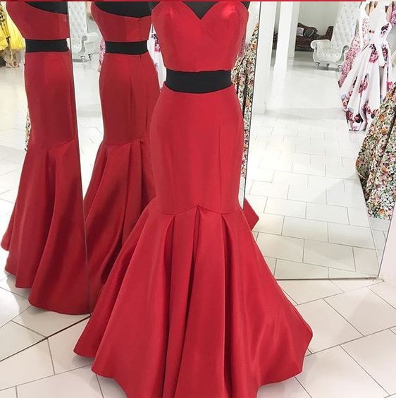 Senior Prom Dress Prom Gown 2017 Two Pieces Prom Dress Red Prom